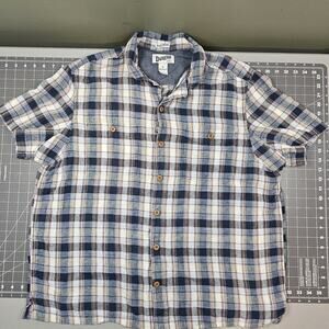 Duluth Trading Shirt XL Blue Ridge Plaid Relaxed Untucked Work Casual Outdoor